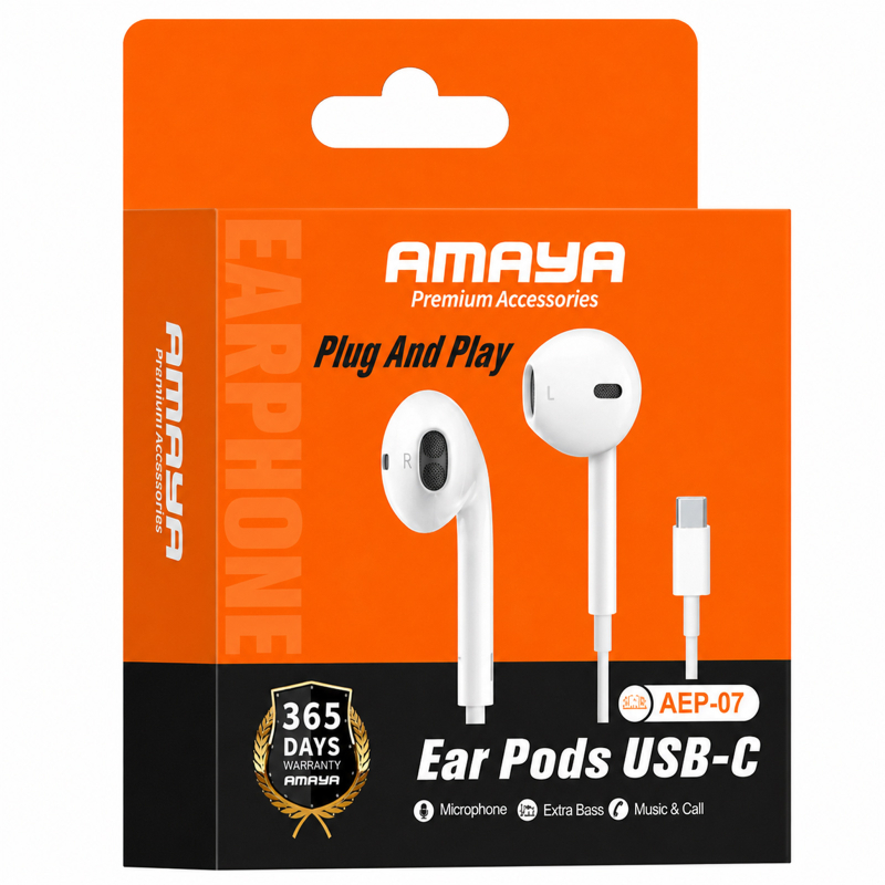 Навушники Amaya AEP-07 (USB-C/1.2 м) White