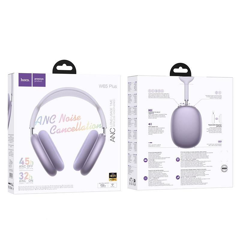 Накладні бездротові навушники Hoco W65 Plus Happy ANC Purple