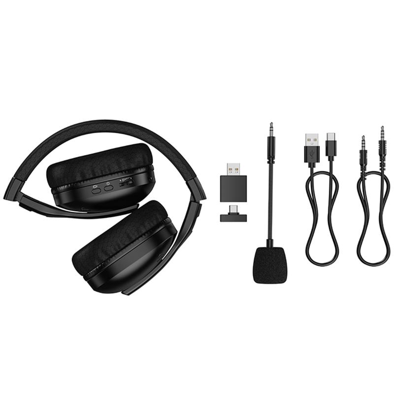 Накладні бездротові навушники Hoco W114 Magic (Bluetooth + 3.5mm + 2.4G) Black