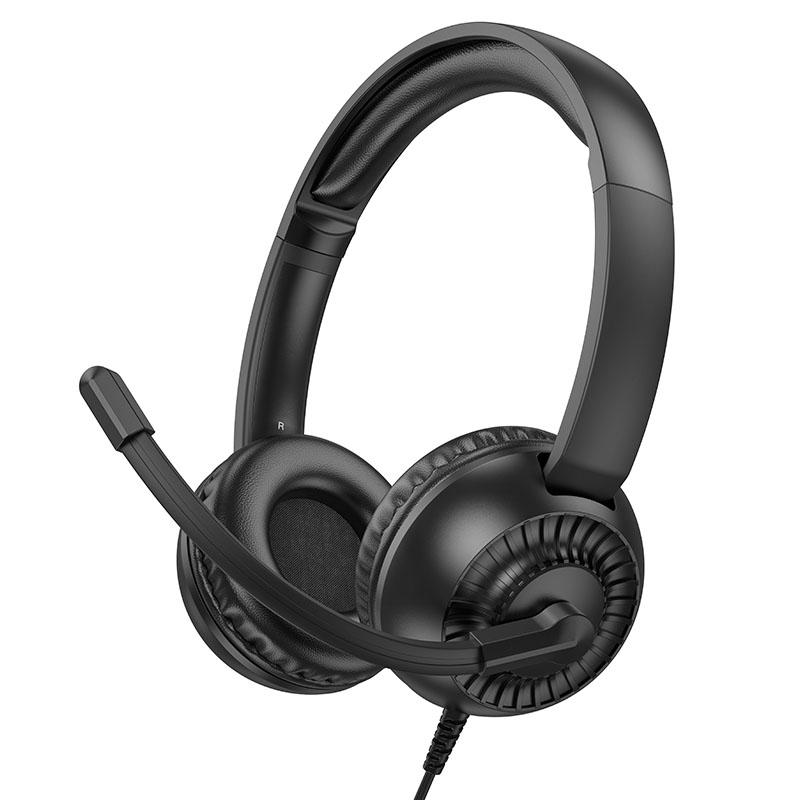 Накладні навушники Hoco W112 Pures (3.5mm/1.8 м) Black