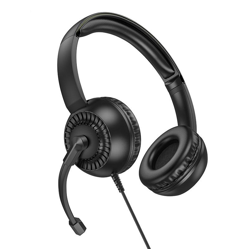 Накладні навушники Hoco W112 Pures (3.5mm/1.8 м) Black