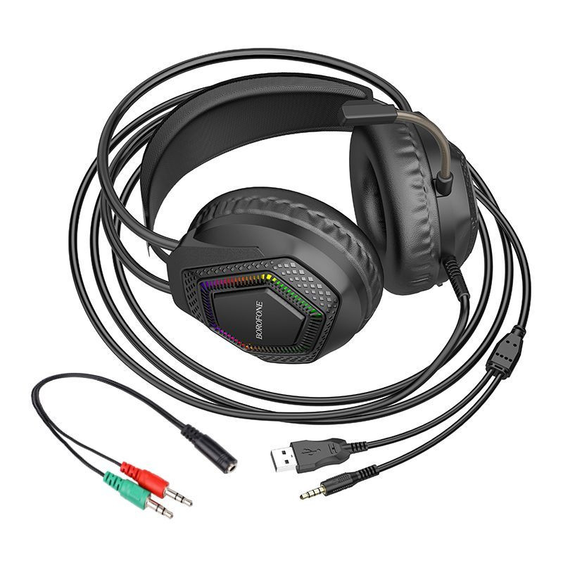 Накладні навушники Borofone BO105 Thunder (3.5mm + USB/2 м) Black