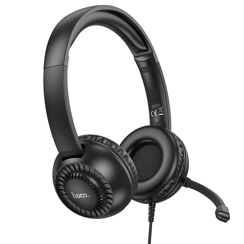 Накладні навушники Hoco W112 Pures (3.5mm/1.8 м) Black