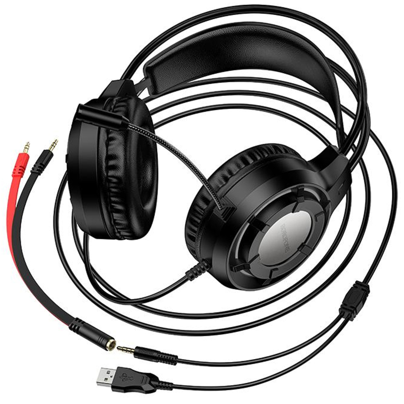Накладні навушники Borofone BO112 Wave (3.5mm + USB/2 м) Black