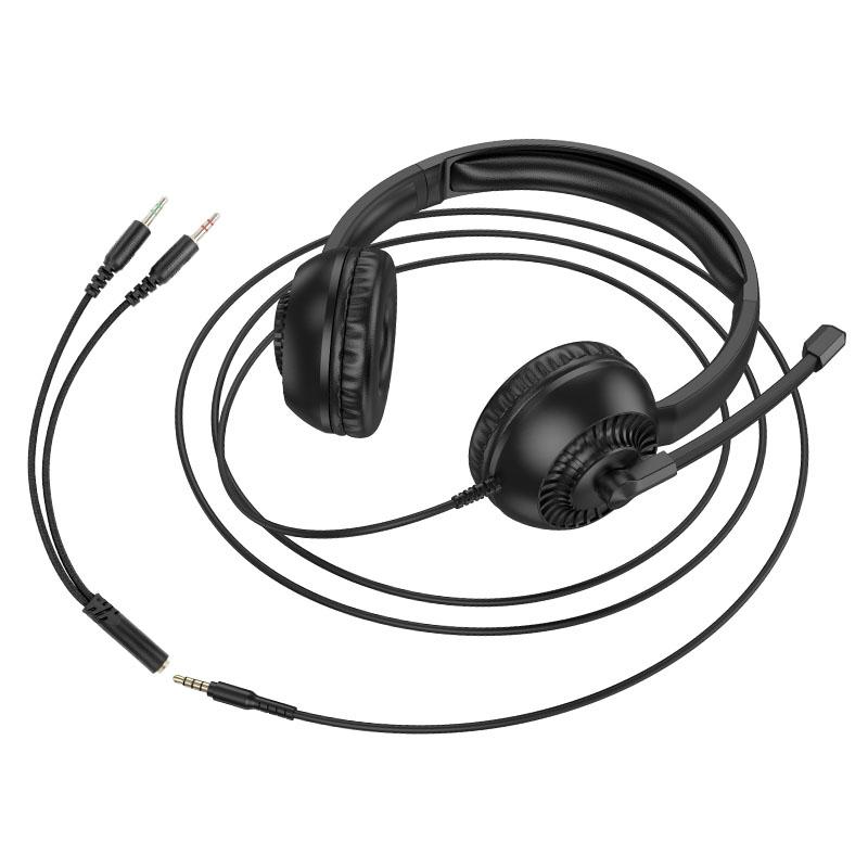 Накладні навушники Hoco W112 Pures (3.5mm/1.8 м) Black