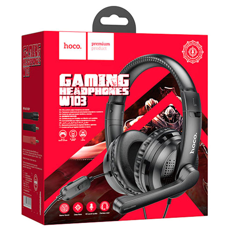 Накладні навушники Hoco W103 Magic Tour Gaming (3.5mm/1.2 м) Чорний