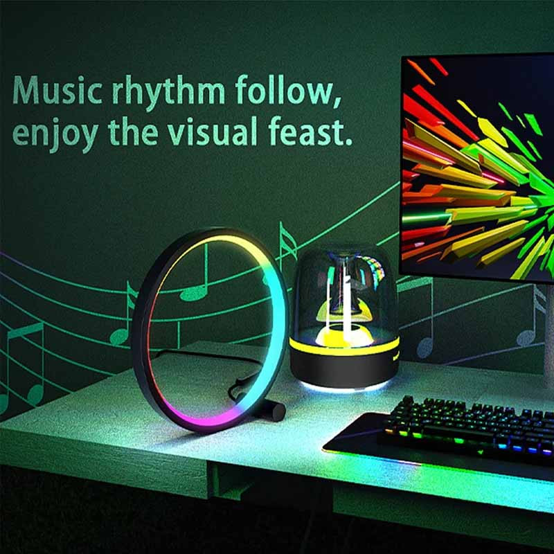 Настільна LED лампа RGB Intelligent circular atmosphere light Bluetooth USB with app Black