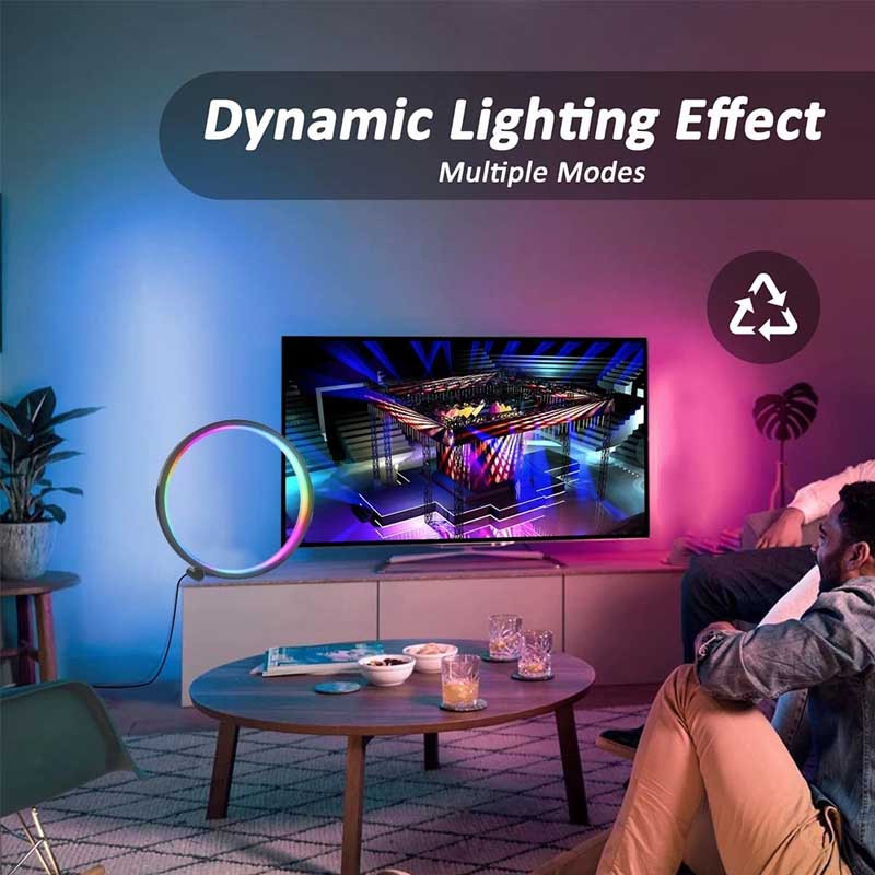 Настільна LED лампа RGB Intelligent circular atmosphere light Bluetooth USB with app Black