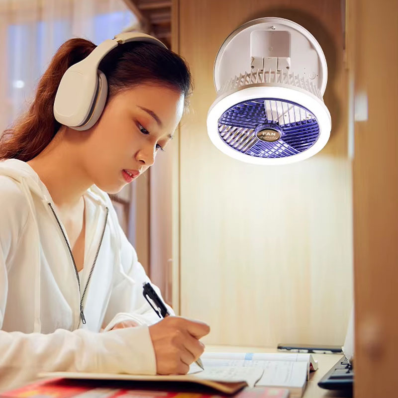 Настільний складний вентилятор Folding Fan 2in1 with Night Light White