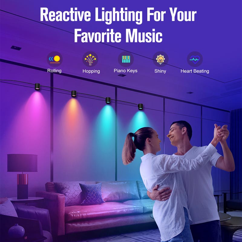Настінна LED лампа RGB Intelligent wall lamp 6 pcs with Bluetooth European plug with app Black