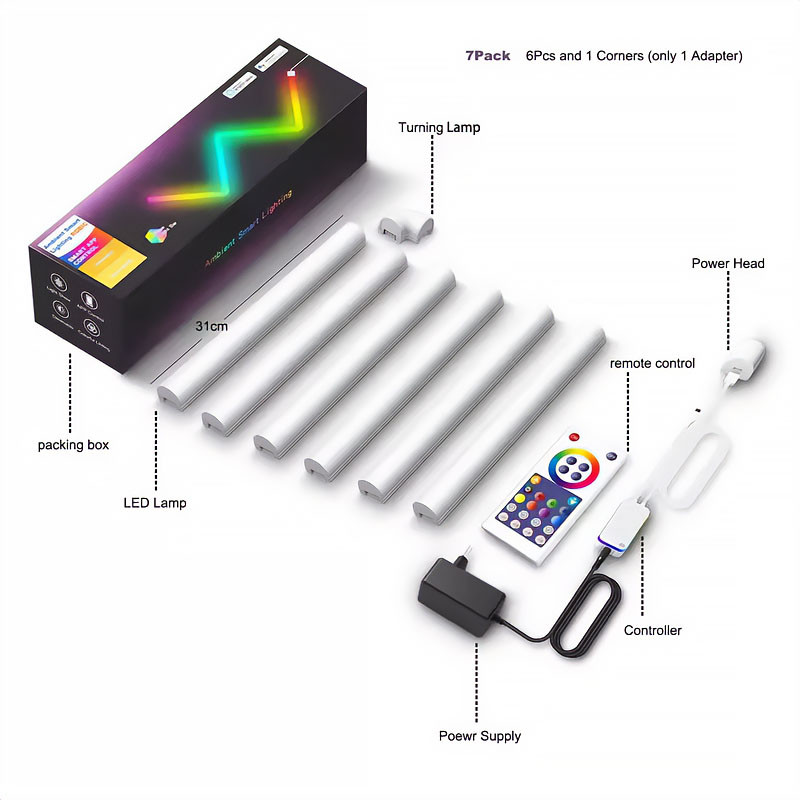 Настінний світильник Lines SAL-013B Bluetooth USB interface with app (6 + 1 pcs) White