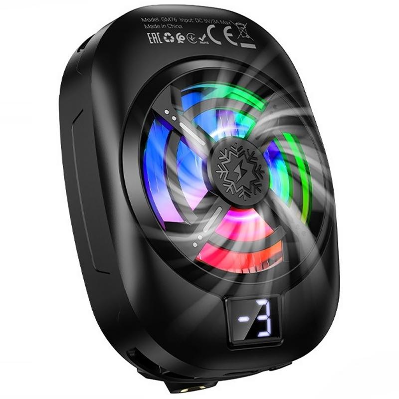 Охолоджуючий кулер для мобільного телефону Hoco GM76 Blue diamond Black