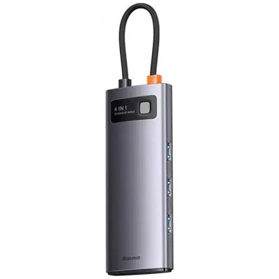 Перехідник HUB Baseus Metal Gleam Series 4-in-1 4xUSB3.0 (WKWG070013) Gray