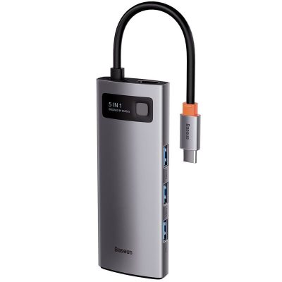 Перехідник HUB Baseus Metal Gleam Series 5-in-1 USB-C (CAHUB-CX) Gray