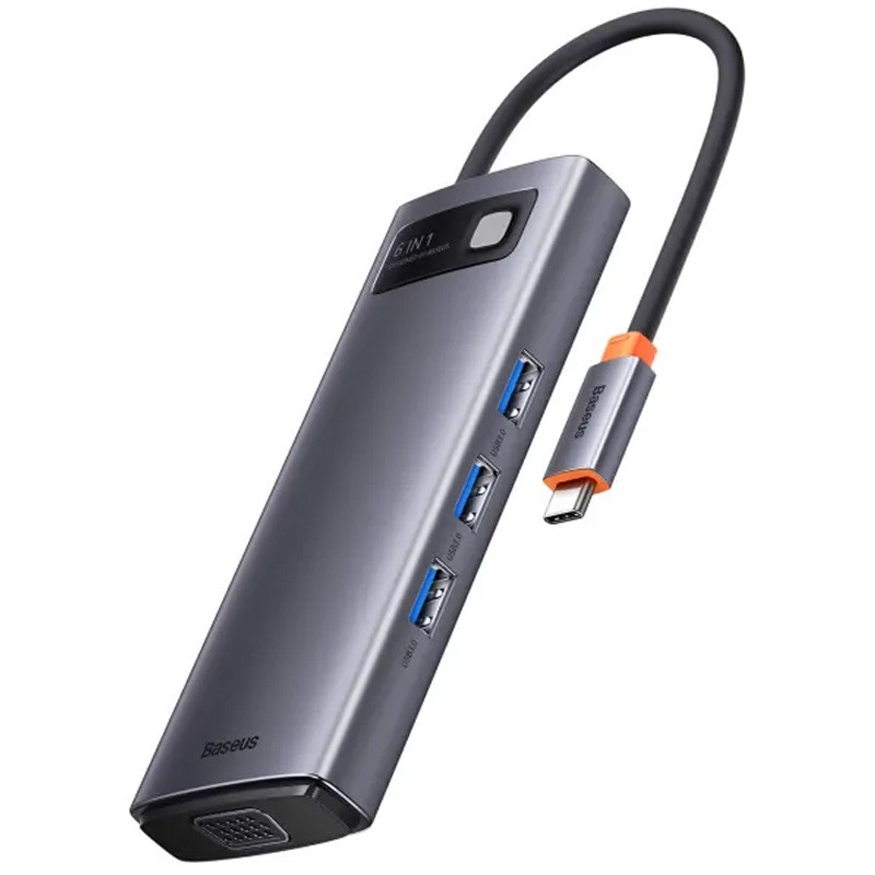 Перехідник HUB Baseus Metal Gleam Series 6-in-1 Multifunctional USB-C (WKWG080013) Gray