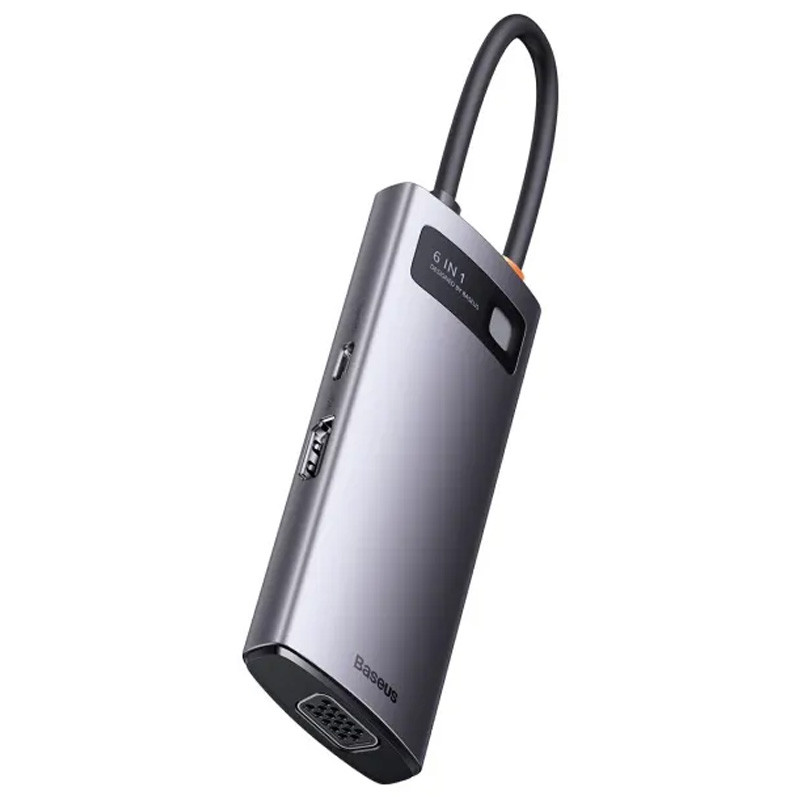 Перехідник HUB Baseus Metal Gleam Series 6-in-1 Multifunctional USB-C (WKWG080013) Gray
