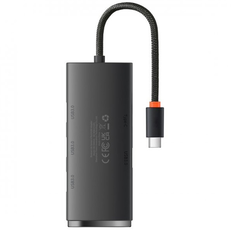 Перехідник HUB Baseus Lite Series 4in1 (USB-C to 4xUSB 3.0) 25cm (WKQX03) Black