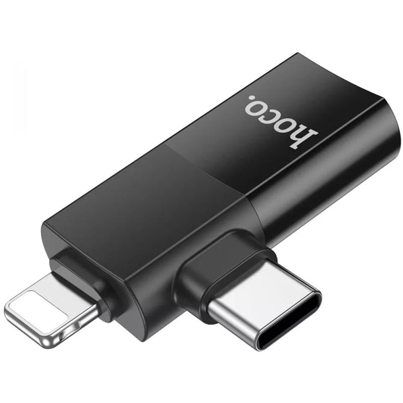 Перехідник Hoco UA17 2in1 Lightning Male/USB-C Male to USB female Black