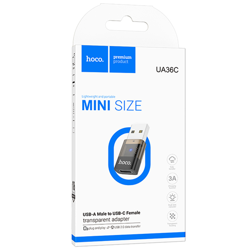 Перехідник Hoco UA36C USB male to USB-C female USB2.0 Black