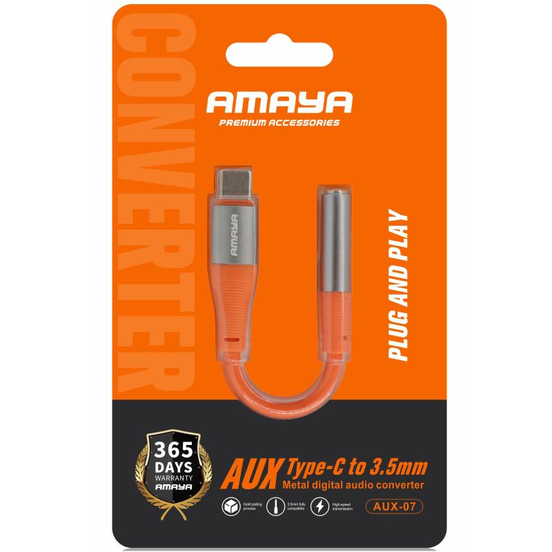 Перехідник Amaya AUX-07 USB-C to 3.5mm Orange