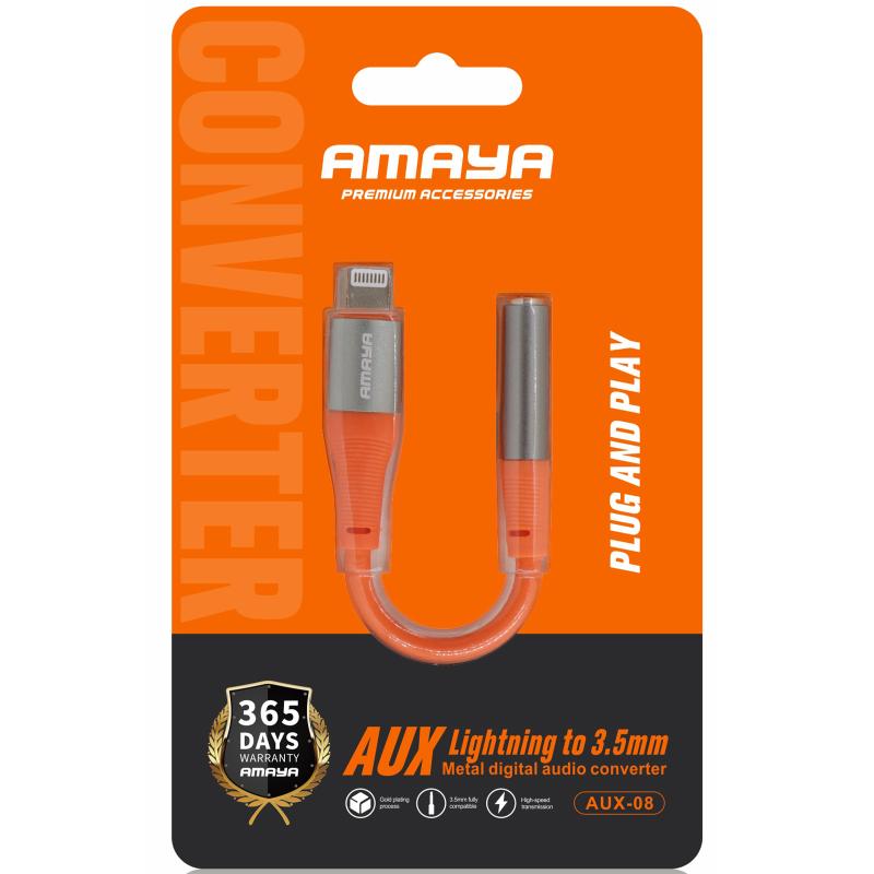 Перехідник Amaya AUX-08 Lightning to 3.5mm Orange