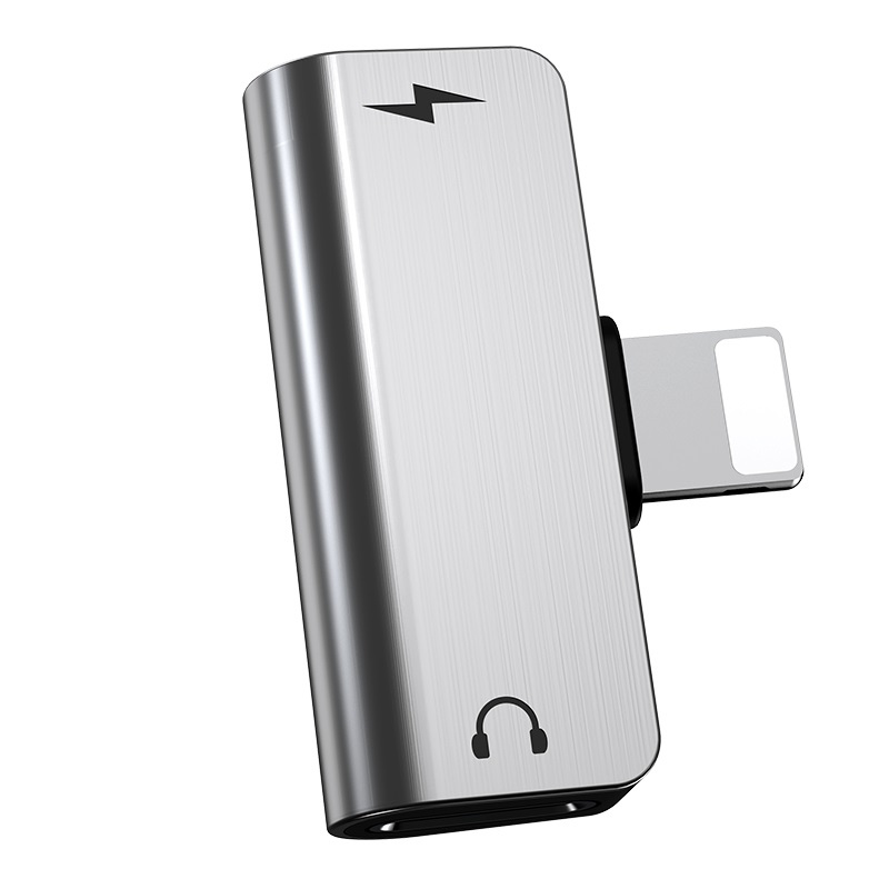 Перехідник Hoco LS24 Lightning → Lightning audio/Lightning Сталевий
