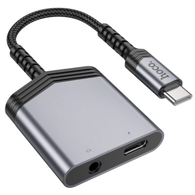 Перехідник Hoco LS39 USB-C → USB-C + 3.5mm Metal gray