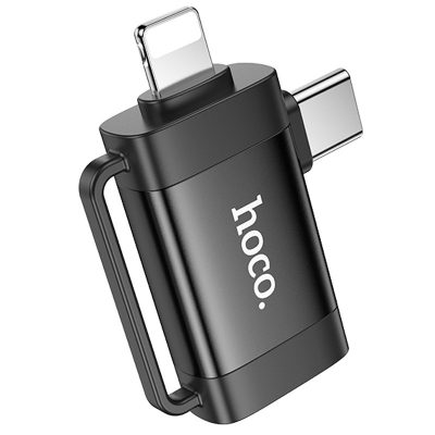 Перехідник Hoco UA31F OTG 2in1 Lightning male/USB-C male to USB female Black