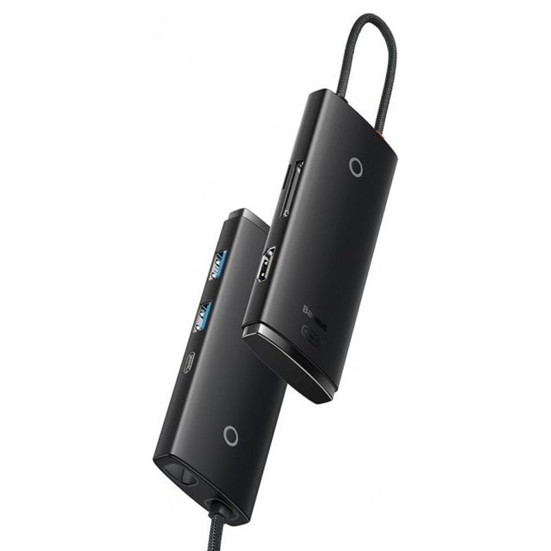 Перехідник HUB Baseus Lite Series 6in1 (USB-C to HDMI + 2xUSB 3.0 + PD + SD/TF) (WKQX05) Black