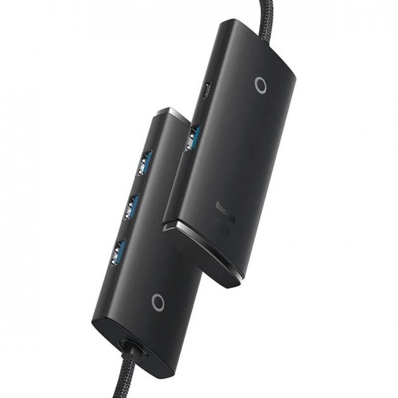 Перехідник HUB Baseus Lite Series 4in1 (USB-C to 4xUSB 3.0) 25cm (WKQX03) Black