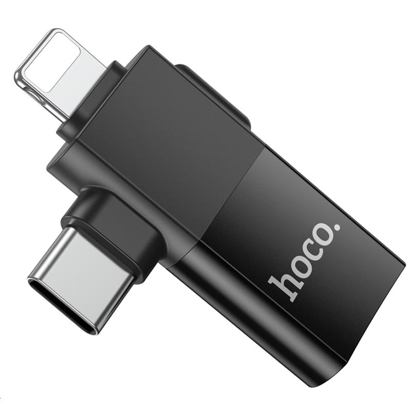 Перехідник Hoco UA17 2in1 Lightning Male/USB-C Male to USB female Black