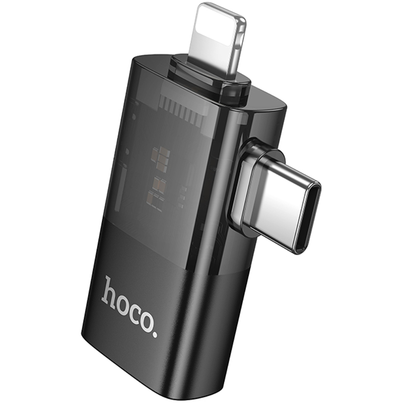 Перехідник Hoco UA36E Combo 2-in-1 (USB-C/Lightning to USB2.0) Black