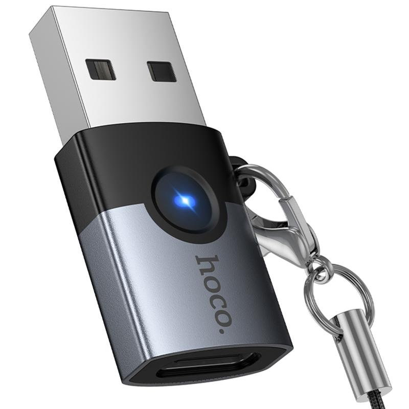 Перехідник Hoco UA46B USB Male to USB-C Female USB2.0 Metal gray