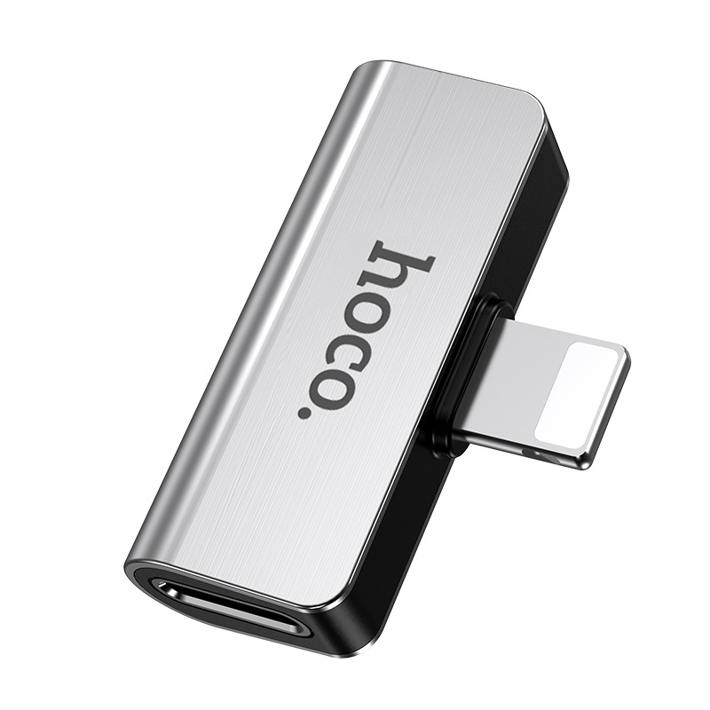 Перехідник Hoco LS24 Lightning → Lightning audio/Lightning Сталевий