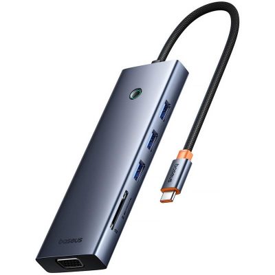 Перехідник HUB Baseus UltraJoy 10-Port (USB-C to HDMI + VGA + USB3.0*3 + PD + RJ45 + SD/TF3 + 3.5mm) (80C8) Slate Grey