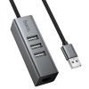 Перехідник HUB Hoco HB1D 4in1 (USB to USB2.0*3+RJ45) Metal gray