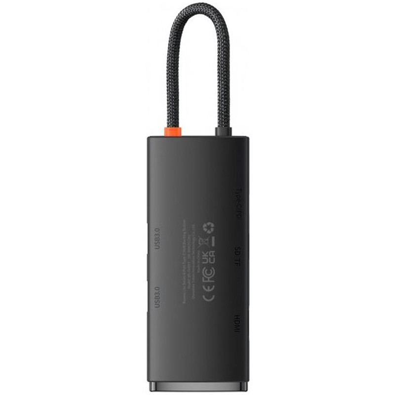 Перехідник HUB Baseus Lite Series 6in1 (USB-C to HDMI + 2xUSB 3.0 + PD + SD/TF) (WKQX05) Black