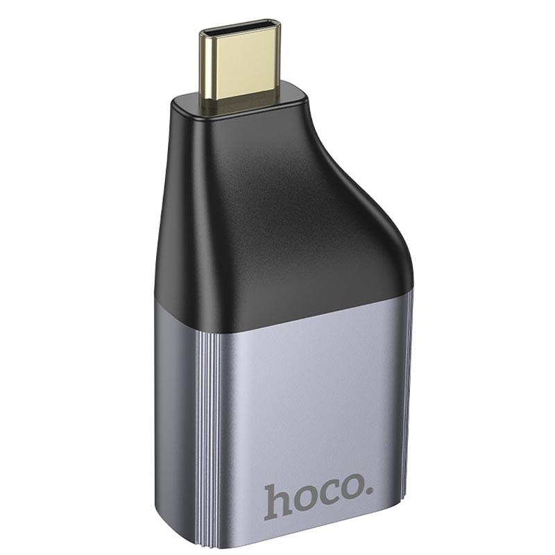 Перехідник Hoco UA35 USB-C to RJ45 100 Mbs Metal grey