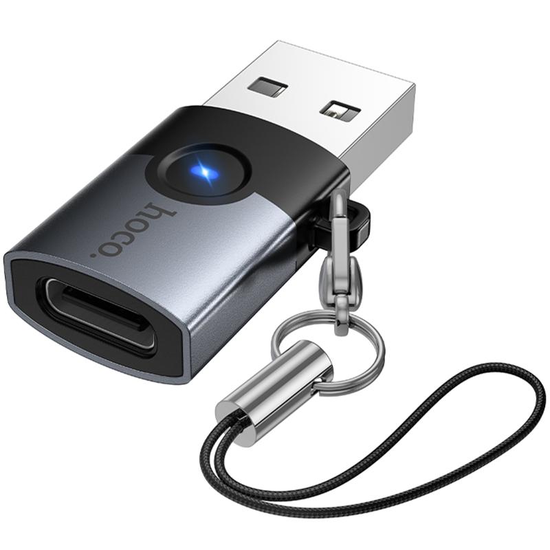 Перехідник Hoco UA46B USB Male to USB-C Female USB2.0 Metal gray