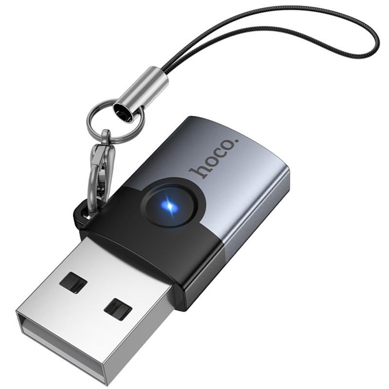 Перехідник Hoco UA46B USB Male to USB-C Female USB2.0 Metal gray