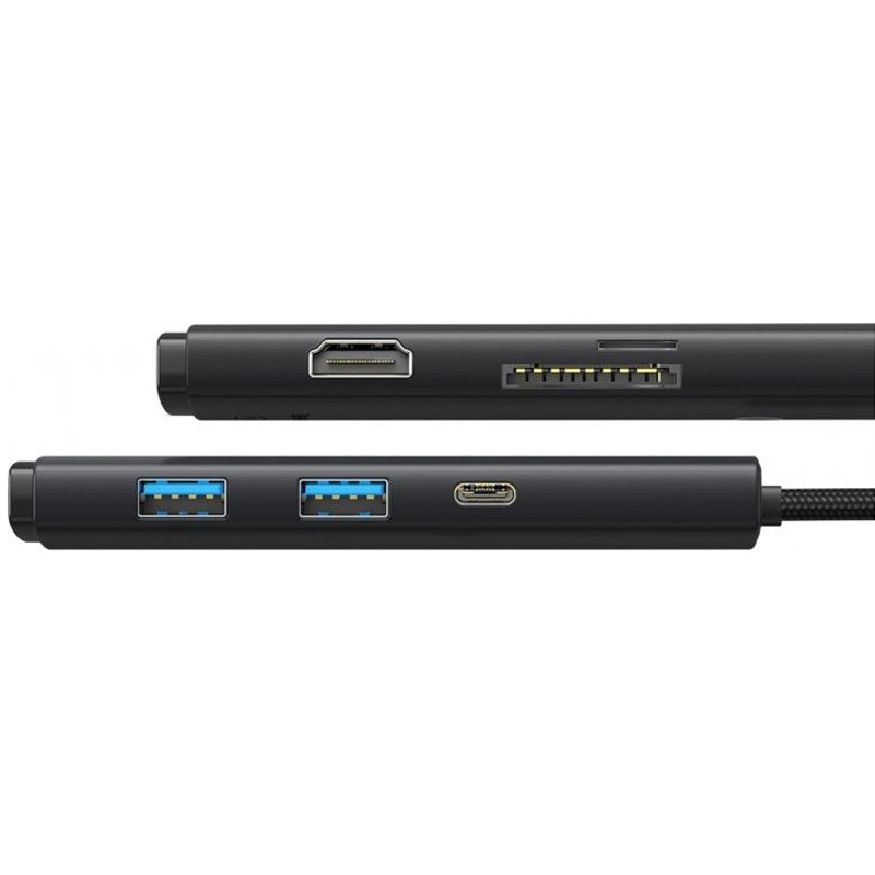Перехідник HUB Baseus Lite Series 6in1 (USB-C to HDMI + 2xUSB 3.0 + PD + SD/TF) (WKQX05) Black