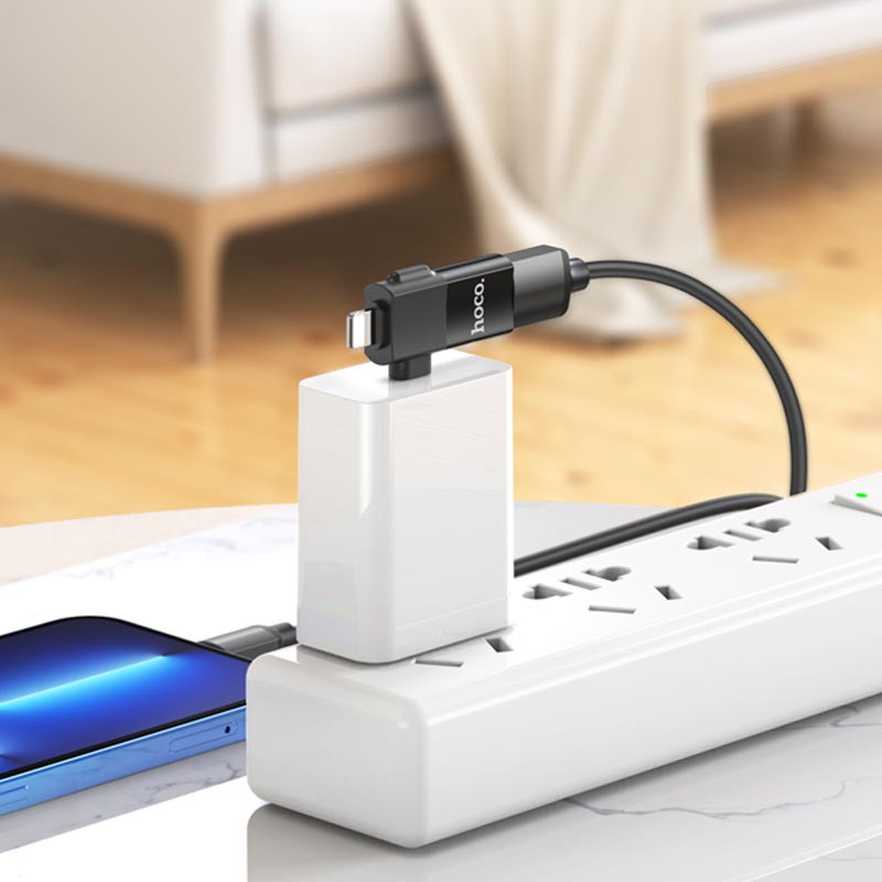 Перехідник Hoco UA17 2in1 Lightning Male/USB-C Male to USB female Black