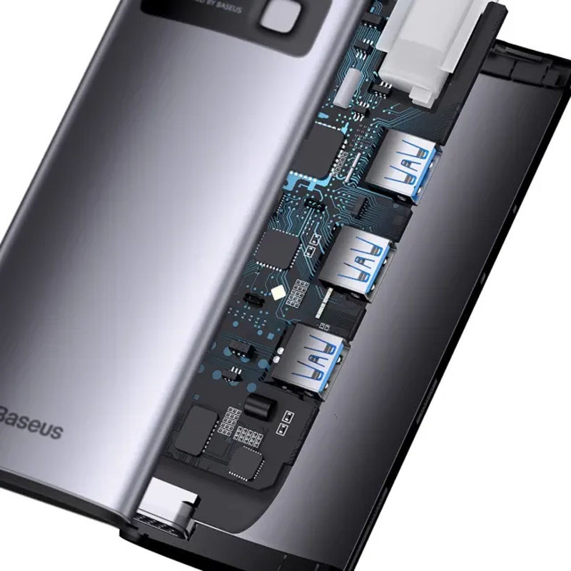 Перехідник HUB Baseus Metal Gleam Series 6-in-1 Multifunctional USB-C (WKWG080013) Gray