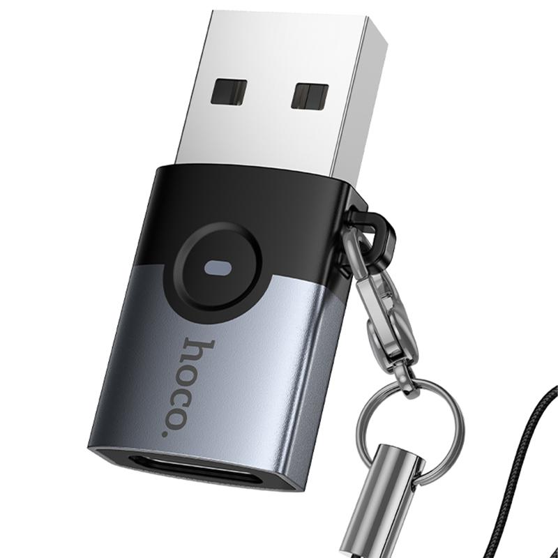 Перехідник Hoco UA46B USB Male to USB-C Female USB2.0 Metal gray