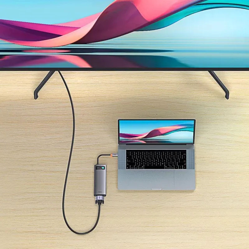 Перехідник HUB Baseus Metal Gleam Series 6-in-1 Multifunctional USB-C (WKWG080013) Gray
