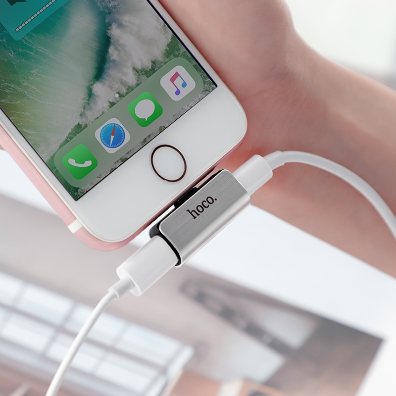 Перехідник Hoco LS24 Lightning → Lightning audio/Lightning Сталевий