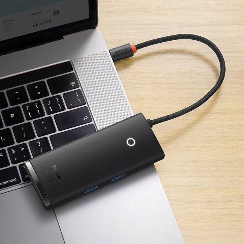 Перехідник HUB Baseus Lite Series 6in1 (USB-C to HDMI + 2xUSB 3.0 + PD + SD/TF) (WKQX05) Black