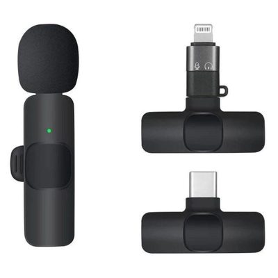 Петличний бездротовий мікрофон Borofone BFK12 Trophy Dual-mic Lightning/USB-C Black