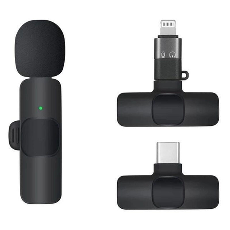 Петличний бездротовий мікрофон Borofone BFK12 Trophy Dual-mic Lightning/USB-C Black