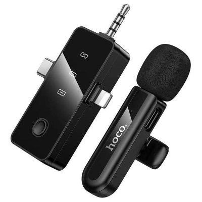 Петличний бездротовий мікрофон Hoco L20B Fair 3in1 (Lightning/USB-C/3.5) Black